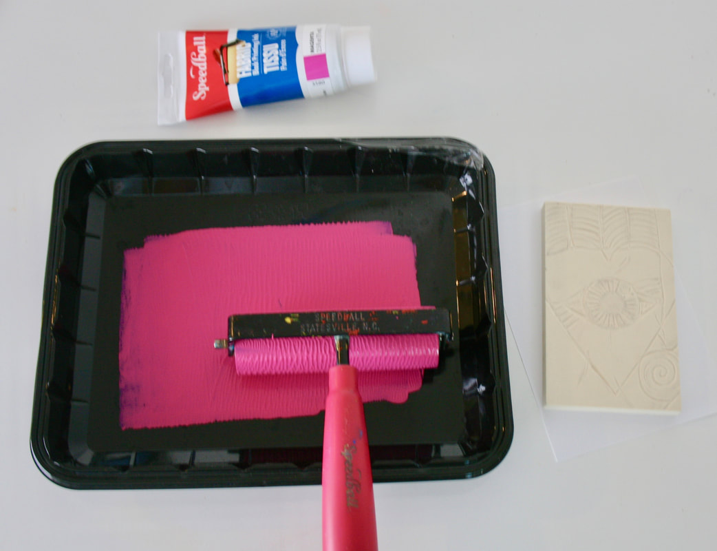 Covering the brayer with ink