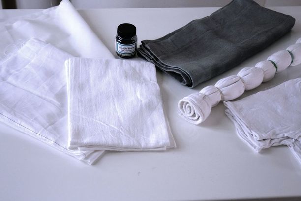 White cotton linens before dye