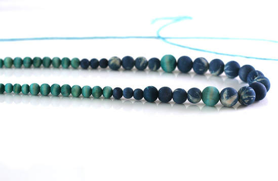 Indigo and turquoise beaded necklace