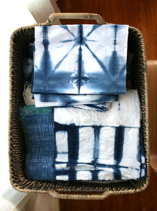 Basket of Shibori Textiles